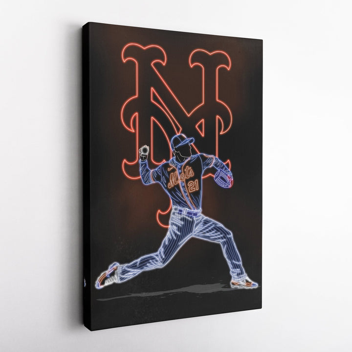 Max Scherzer Neon Canvas Art | Mets Wall Decor - CanvasNeon