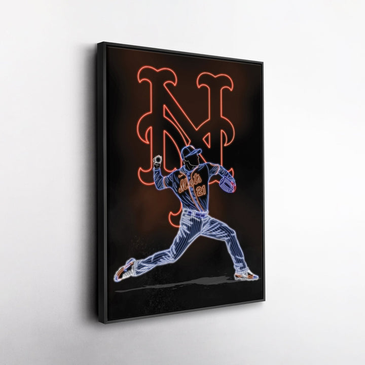 Max Scherzer Neon Canvas Art | Mets Wall Decor - CanvasNeon