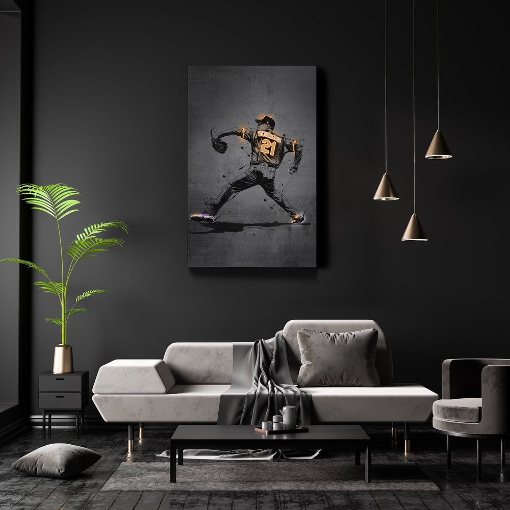 Max Scherzer Neon Canvas Art | Modern Wall Decor for Mets Fans - CanvasNeon