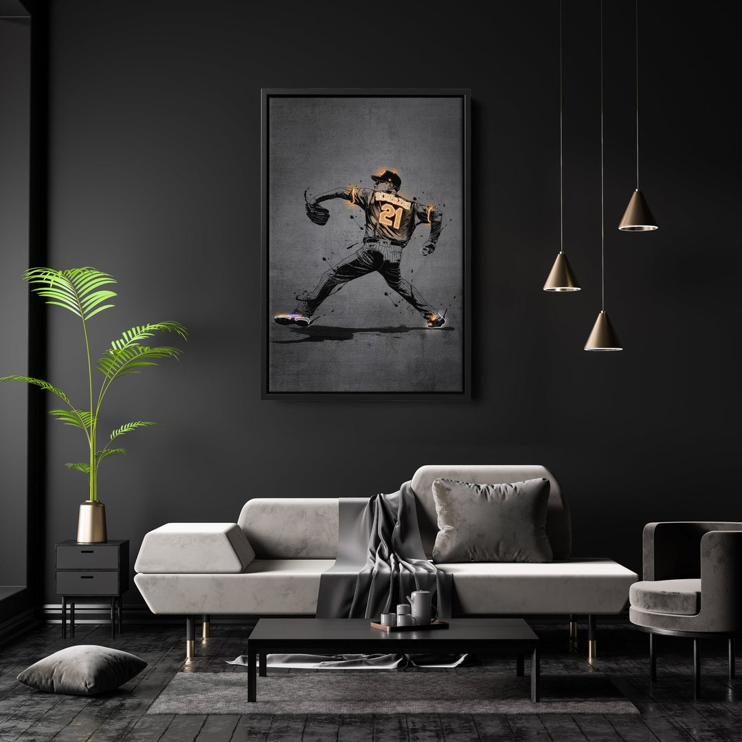 Max Scherzer Neon Canvas Art | Modern Wall Decor for Mets Fans - CanvasNeon