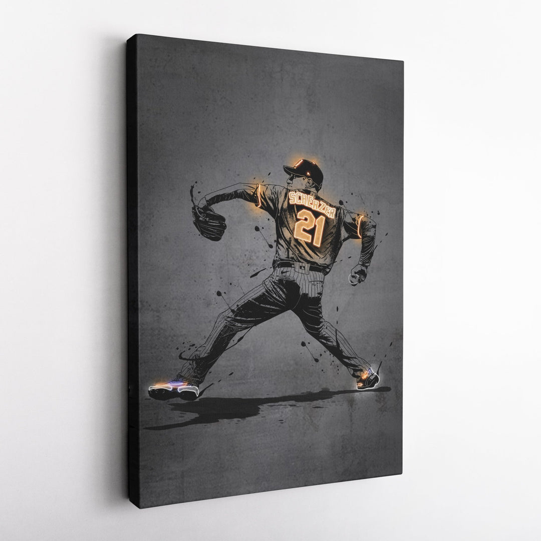 Max Scherzer Neon Canvas Art | Modern Wall Decor for Mets Fans - CanvasNeon