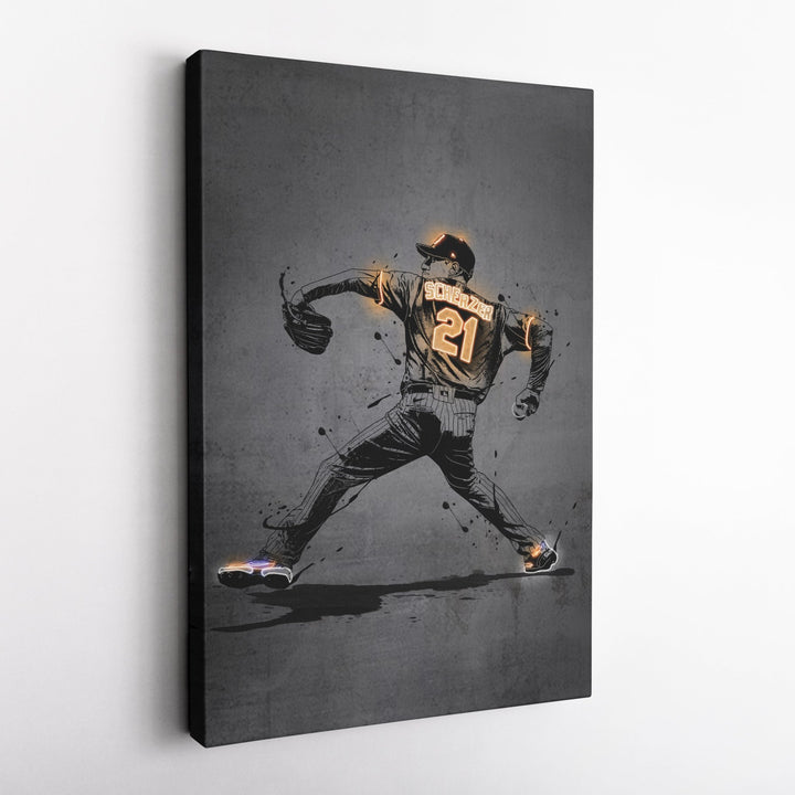 Max Scherzer Neon Canvas Art | Modern Wall Decor for Mets Fans - CanvasNeon