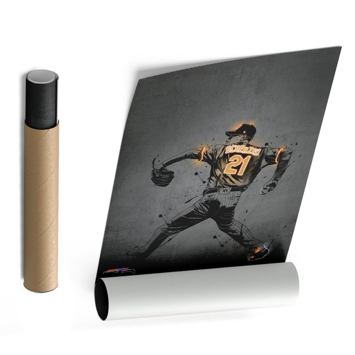 Max Scherzer Neon Canvas Art | Modern Wall Decor for Mets Fans - CanvasNeon