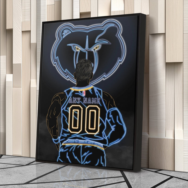 Memphis Grizzlies Personalized Jersey Canvas | Neon Wall Art - CanvasNeon