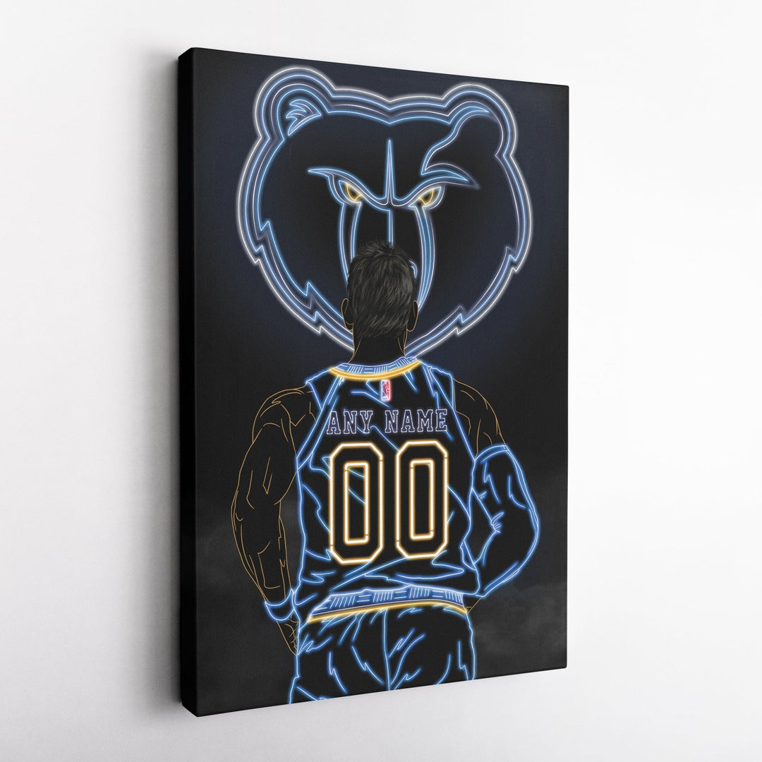 Memphis Grizzlies Personalized Jersey Canvas | Neon Wall Art - CanvasNeon