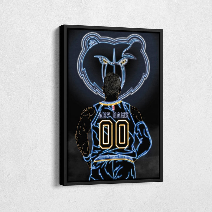 Memphis Grizzlies Personalized Jersey Canvas | Neon Wall Art - CanvasNeon