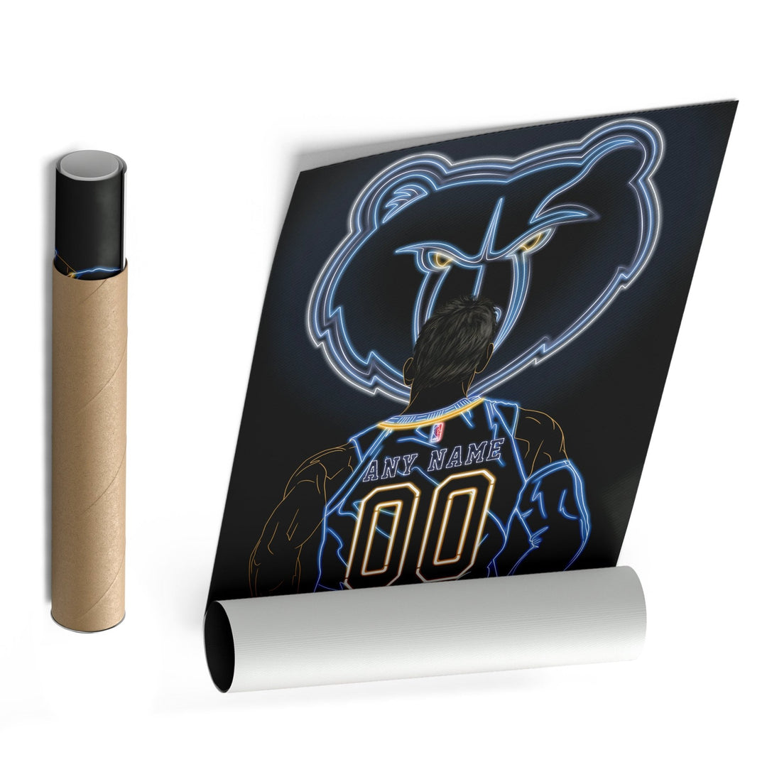 Memphis Grizzlies Personalized Jersey Canvas | Neon Wall Art - CanvasNeon