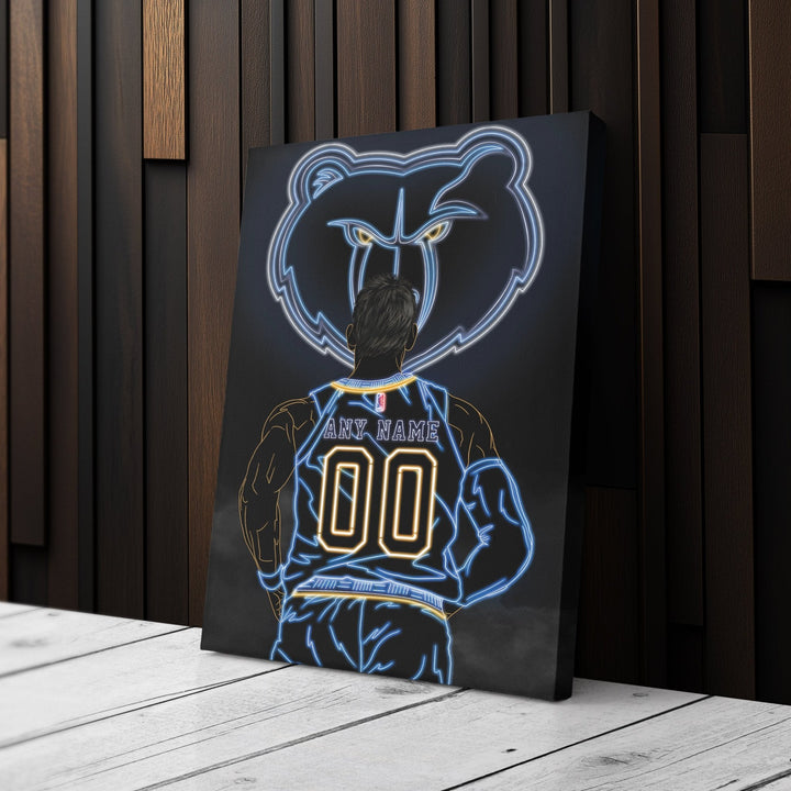 Memphis Grizzlies Personalized Jersey Canvas | Neon Wall Art - CanvasNeon