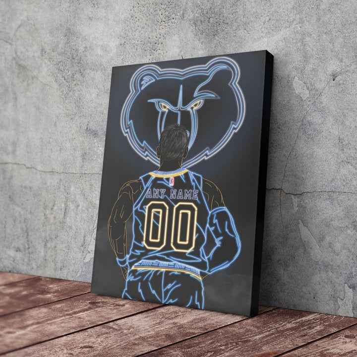 Memphis Grizzlies Personalized Jersey Canvas | Neon Wall Art - CanvasNeon