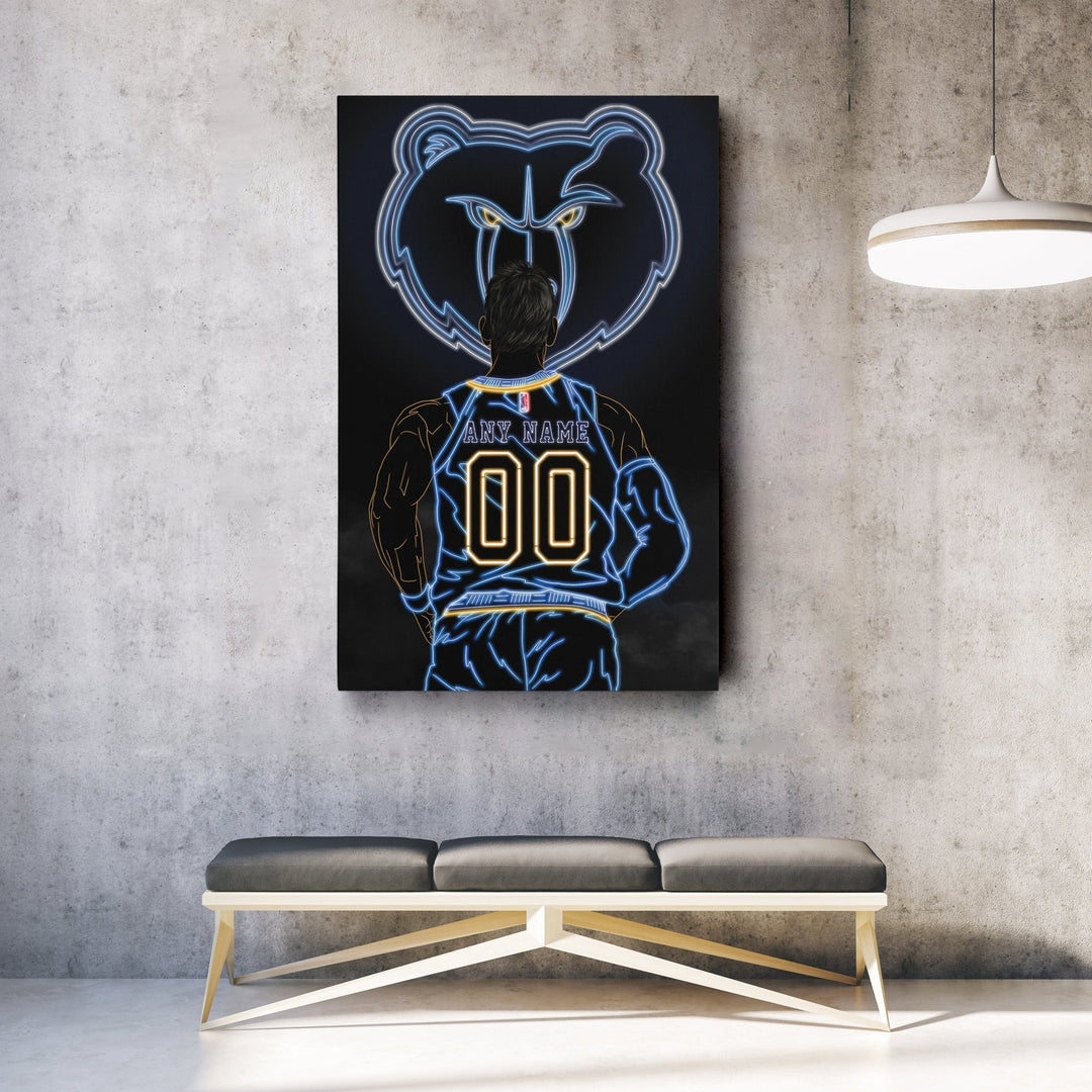 Memphis Grizzlies Personalized Jersey Canvas | Neon Wall Art - CanvasNeon