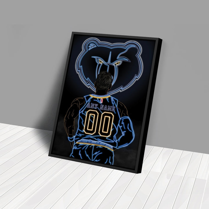 Memphis Grizzlies Personalized Jersey Canvas | Neon Wall Art - CanvasNeon