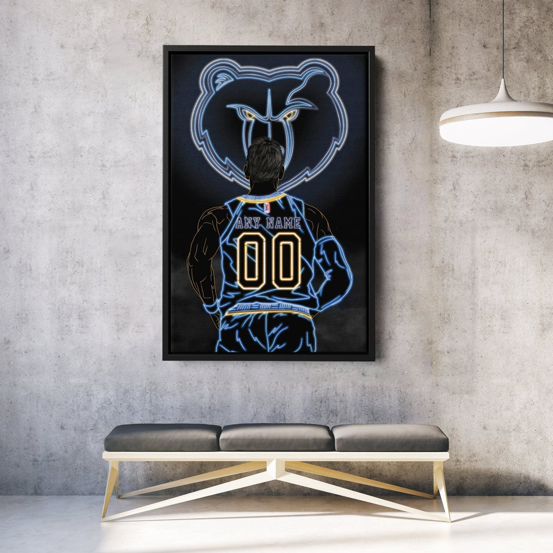 Memphis Grizzlies Personalized Jersey Canvas | Neon Wall Art - CanvasNeon