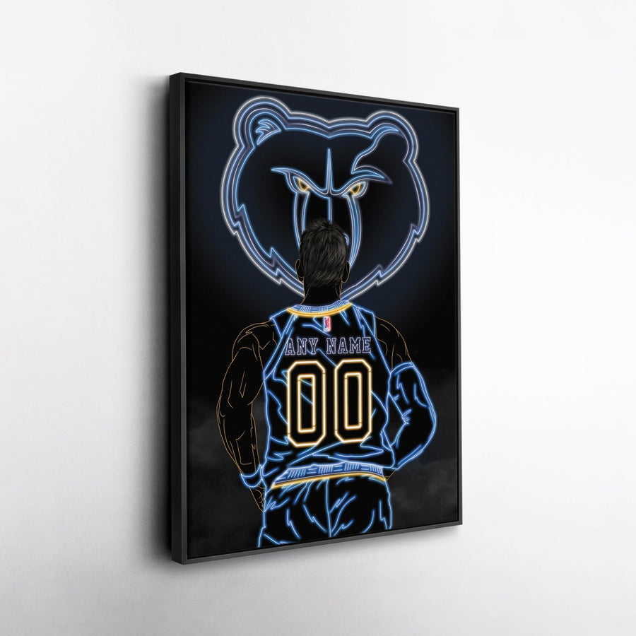 Memphis Grizzlies Personalized Jersey Canvas | Neon Wall Art - CanvasNeon