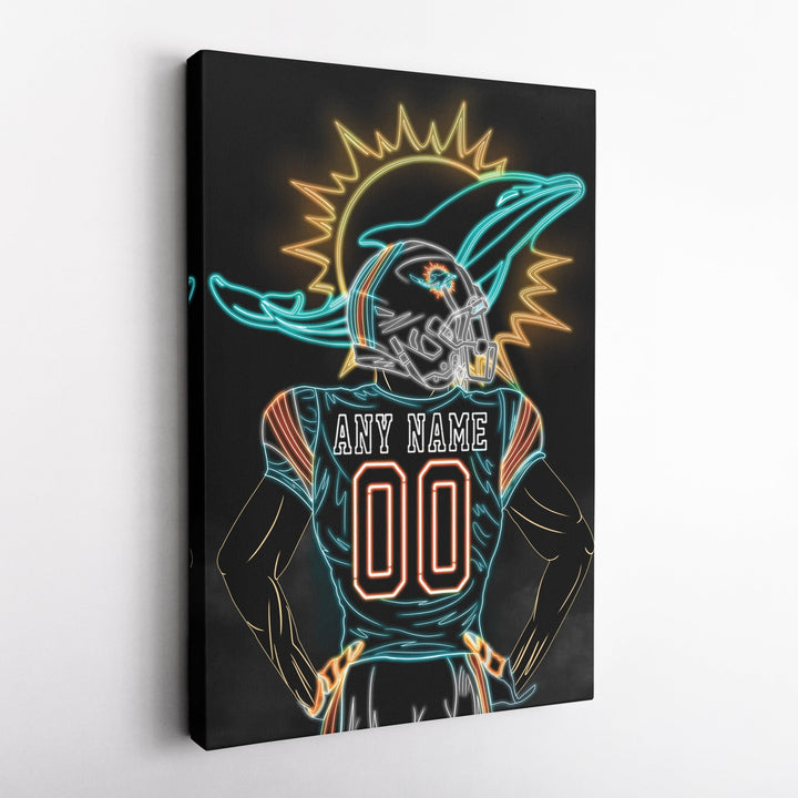 Miami Dolphins Personalized Jersey Canvas | Neon Wall Art - CanvasNeon