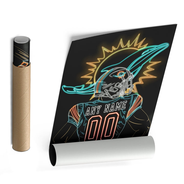 Miami Dolphins Personalized Jersey Canvas | Neon Wall Art - CanvasNeon