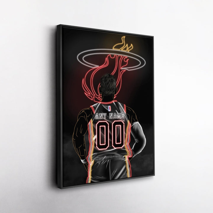 Miami Heat Personalized Jersey Canvas | Neon Wall Art - CanvasNeon