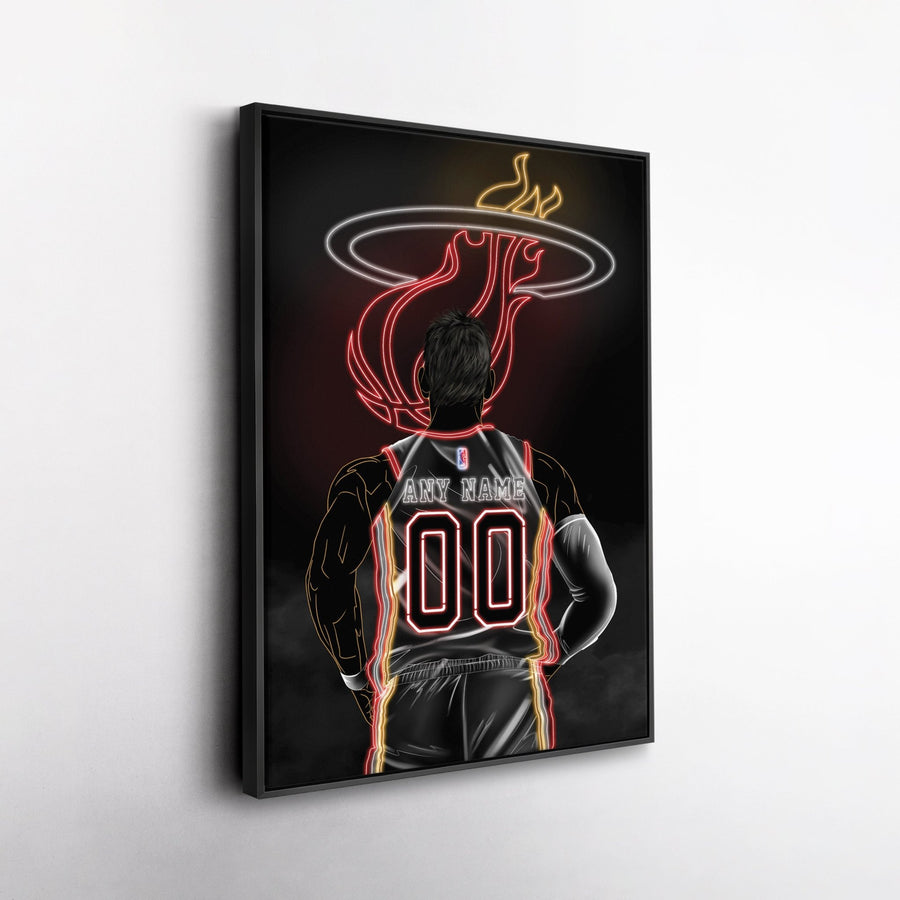 Miami Heat Personalized Jersey Canvas | Neon Wall Art - CanvasNeon