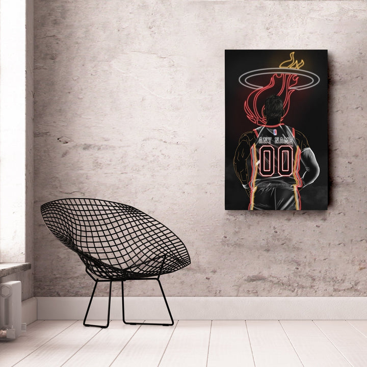 Miami Heat Personalized Jersey Canvas | Neon Wall Art - CanvasNeon