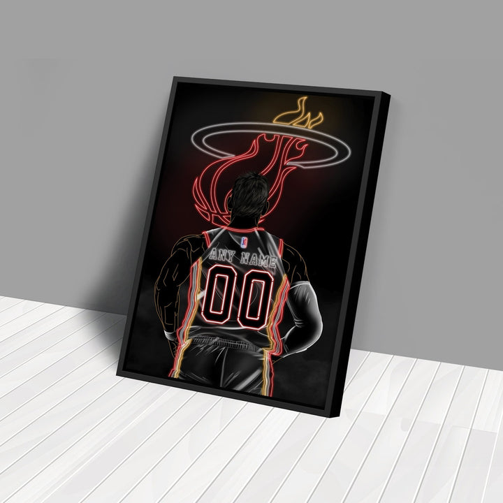 Miami Heat Personalized Jersey Canvas | Neon Wall Art - CanvasNeon