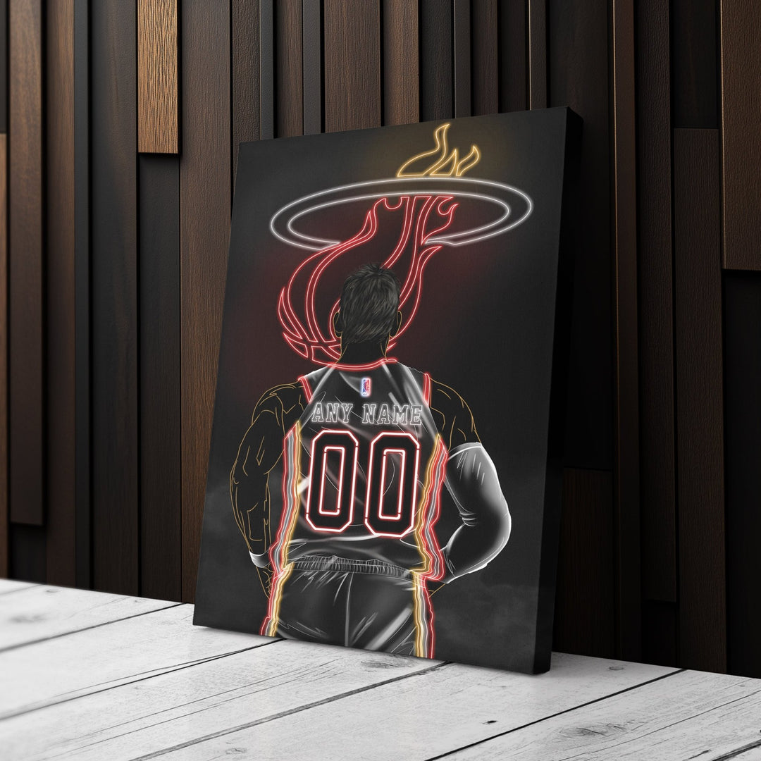 Miami Heat Personalized Jersey Canvas | Neon Wall Art - CanvasNeon