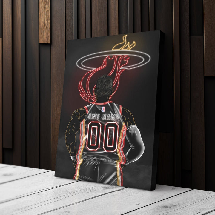 Miami Heat Personalized Jersey Canvas | Neon Wall Art - CanvasNeon
