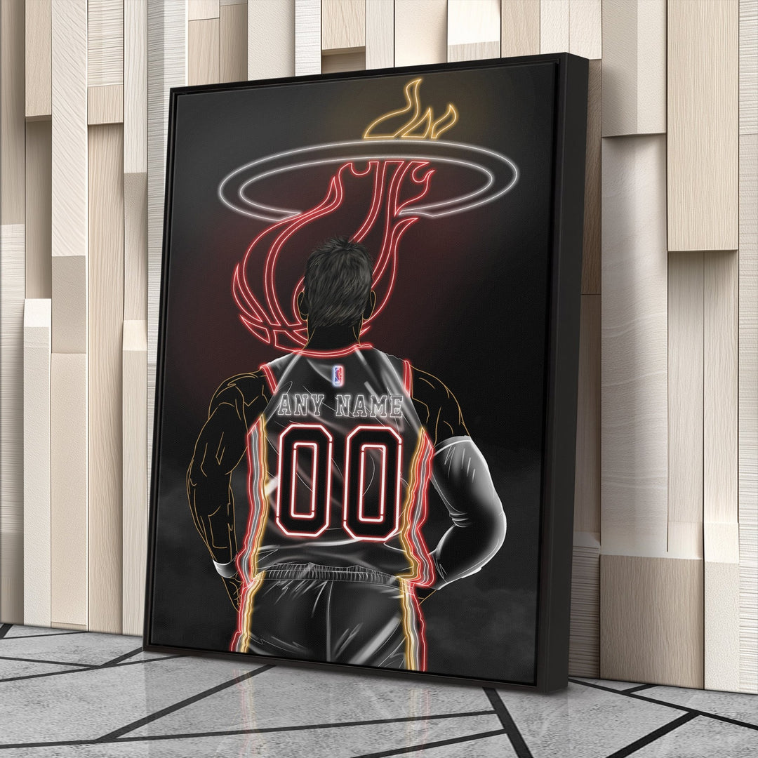 Miami Heat Personalized Jersey Canvas | Neon Wall Art - CanvasNeon