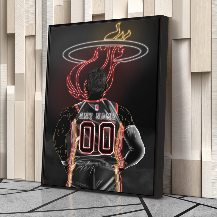 Miami Heat Personalized Jersey Canvas | Neon Wall Art - CanvasNeon