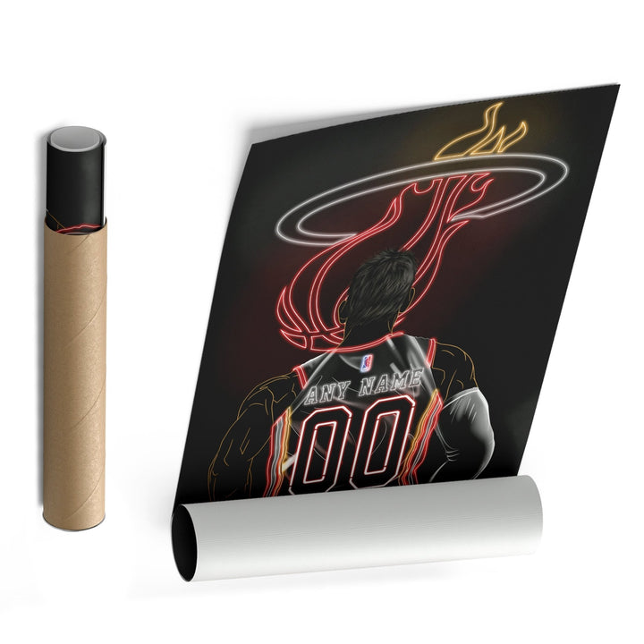 Miami Heat Personalized Jersey Canvas | Neon Wall Art - CanvasNeon