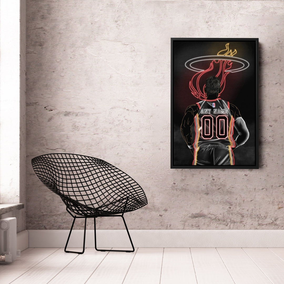 Miami Heat Personalized Jersey Canvas | Neon Wall Art - CanvasNeon