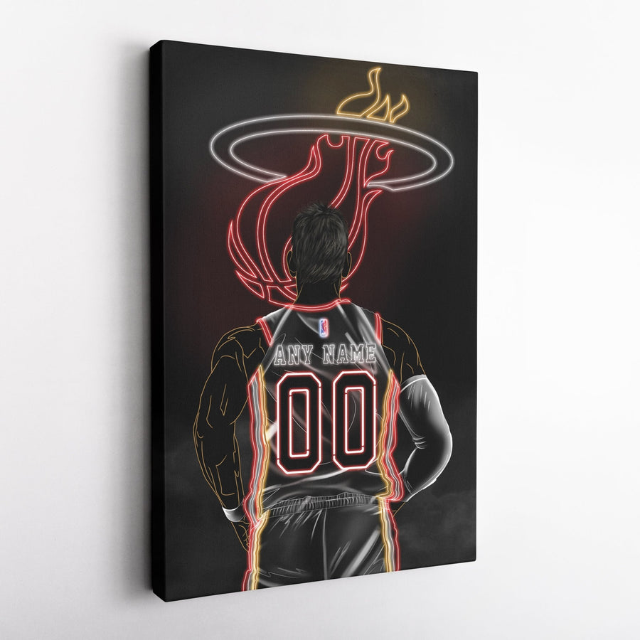 Miami Heat Personalized Jersey Canvas | Neon Wall Art - CanvasNeon