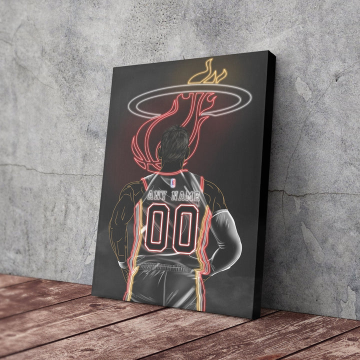 Miami Heat Personalized Jersey Canvas | Neon Wall Art - CanvasNeon