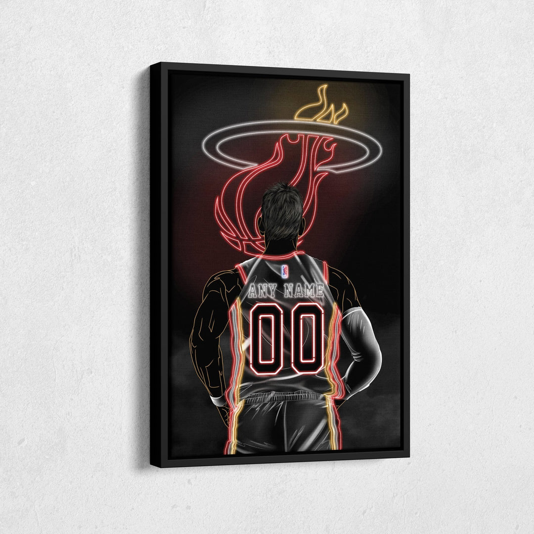 Miami Heat Personalized Jersey Canvas | Neon Wall Art - CanvasNeon