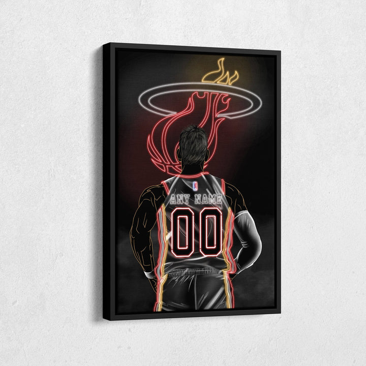 Miami Heat Personalized Jersey Canvas | Neon Wall Art - CanvasNeon