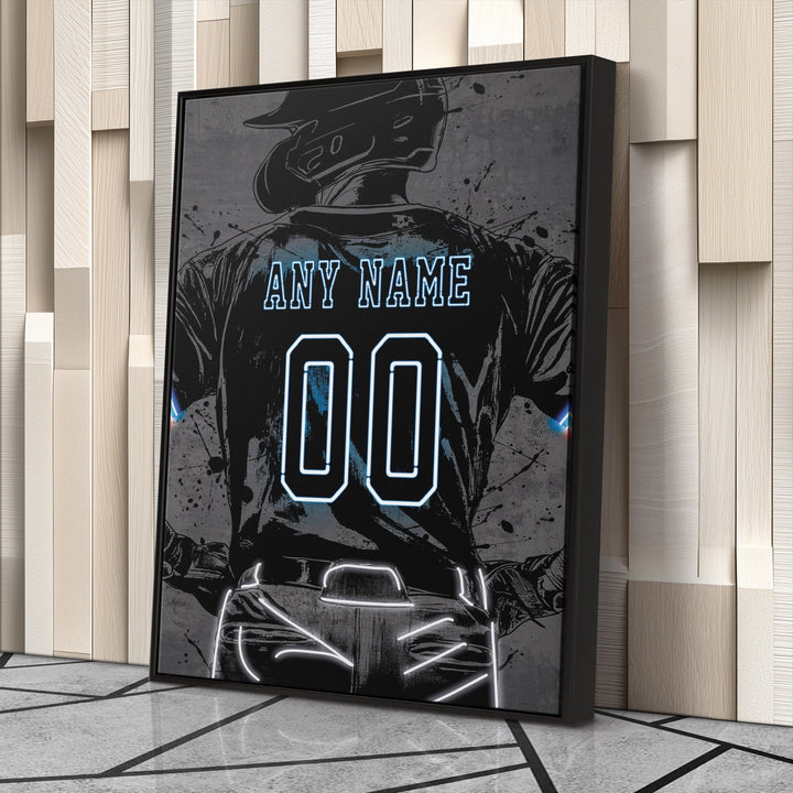 Miami Marlins Custom Jersey Canvas | Neon Wall Art - CanvasNeon