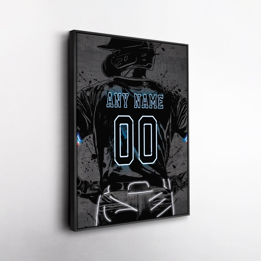 Miami Marlins Custom Jersey Canvas | Neon Wall Art - CanvasNeon