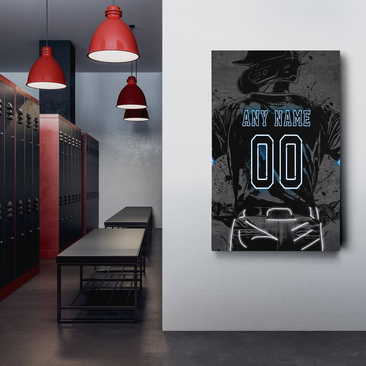 Miami Marlins Custom Jersey Canvas | Neon Wall Art - CanvasNeon