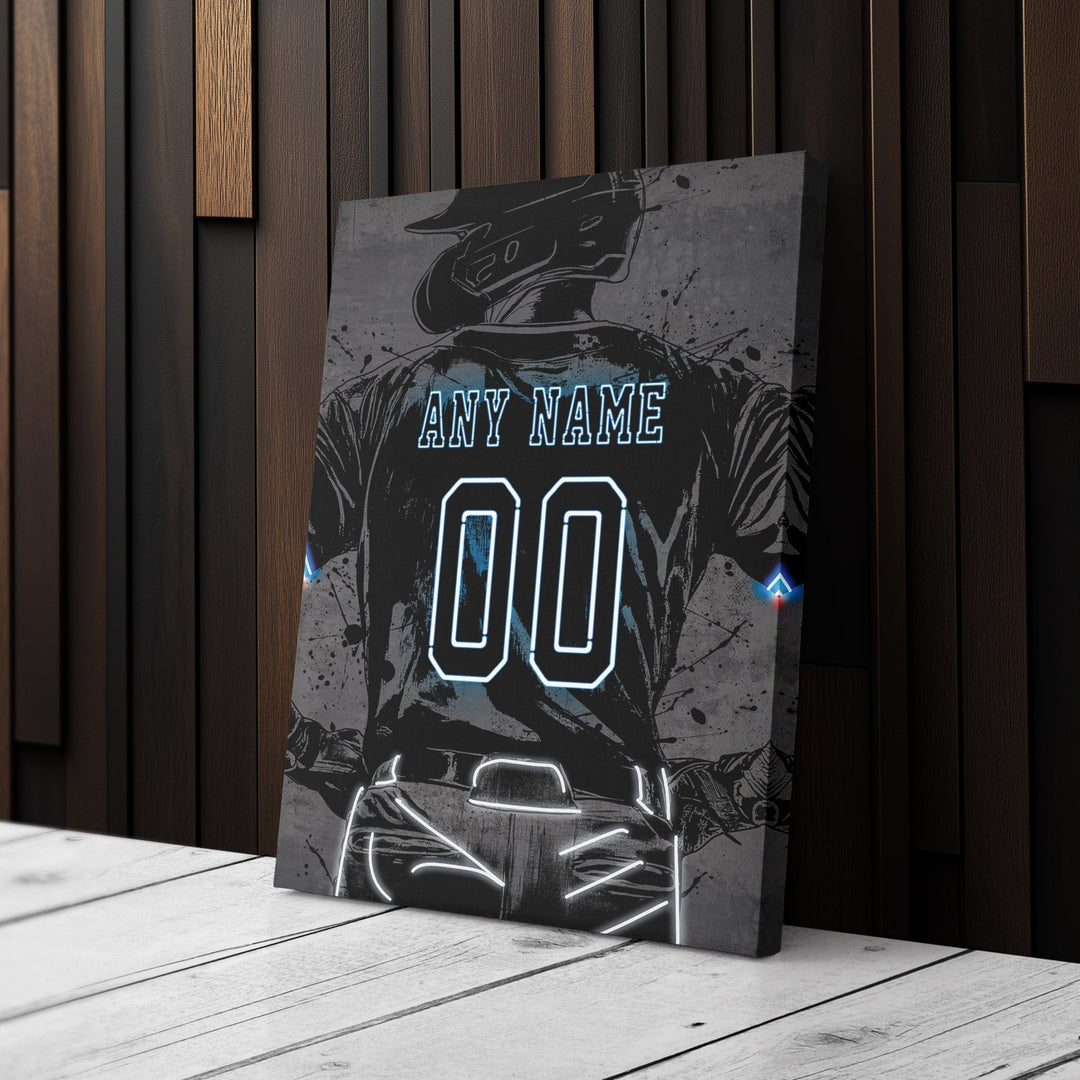 Miami Marlins Custom Jersey Canvas | Neon Wall Art - CanvasNeon
