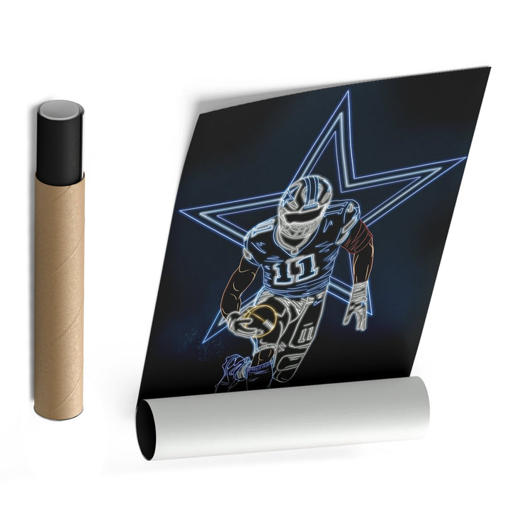 Micah Parsons Neon Canvas Art | Cowboys Wall Decor - CanvasNeon