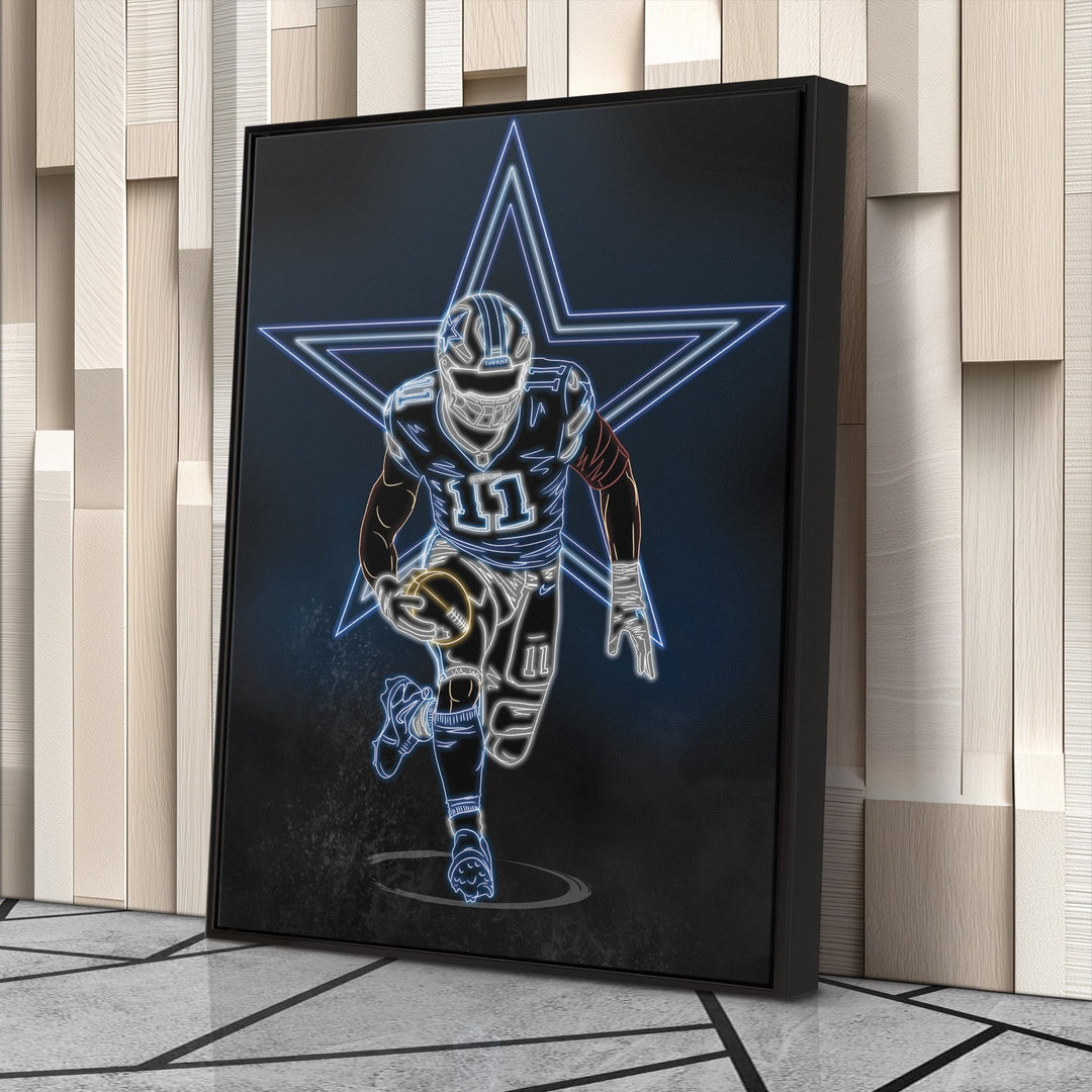 Micah Parsons Neon Canvas Art | Cowboys Wall Decor - CanvasNeon