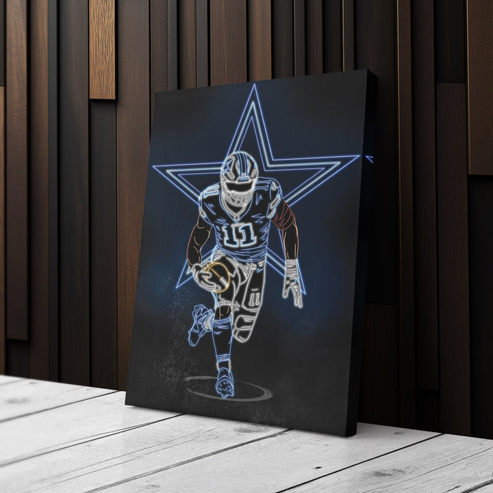Micah Parsons Neon Canvas Art | Cowboys Wall Decor - CanvasNeon