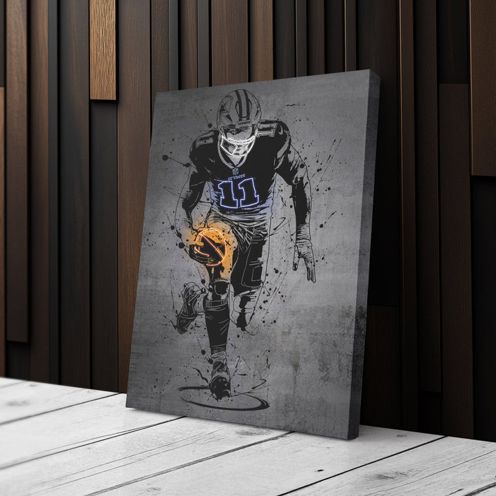 Micah Parsons Neon Canvas Art | Modern Wall Decor for Cowboys Fans - CanvasNeon