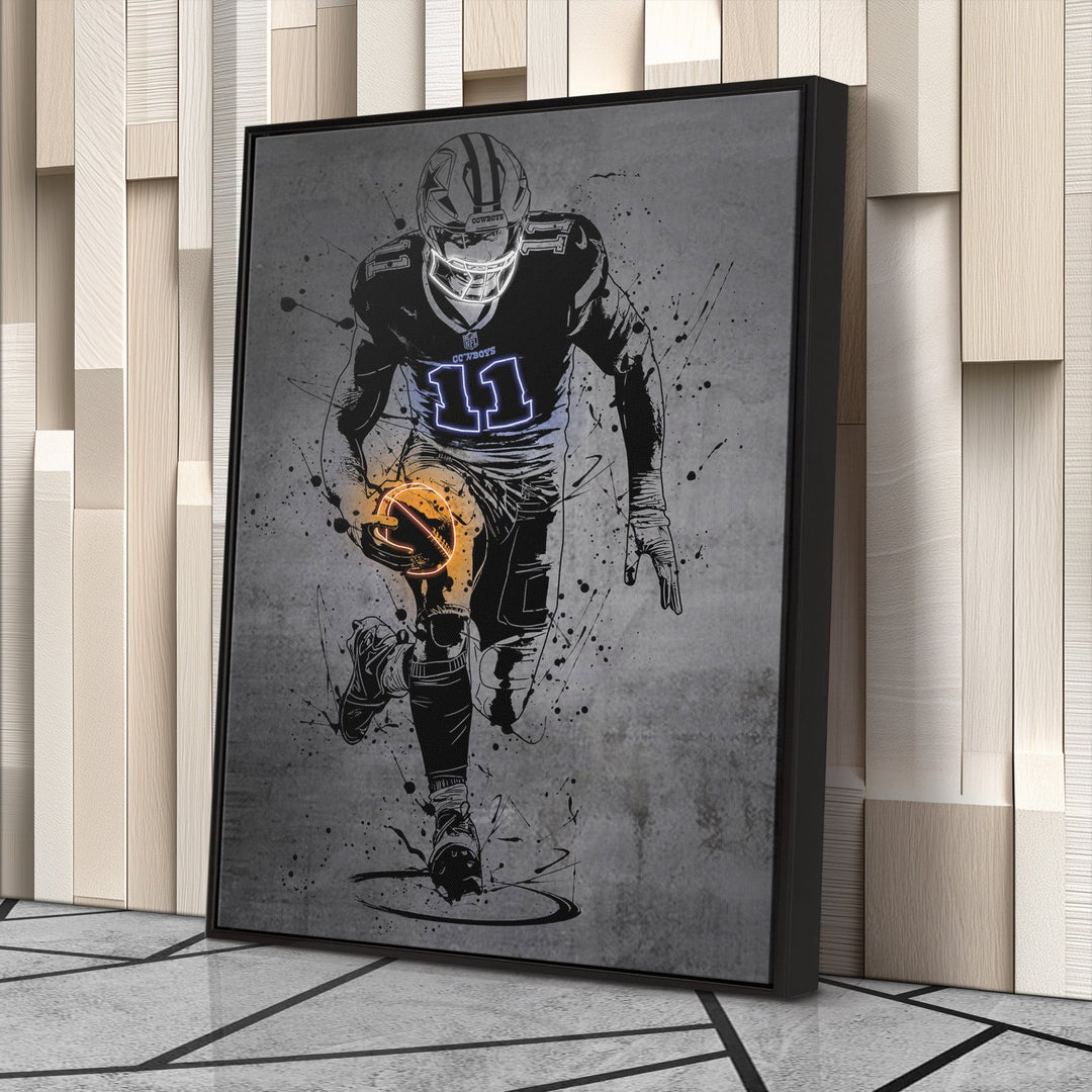 Micah Parsons Neon Canvas Art | Modern Wall Decor for Cowboys Fans - CanvasNeon