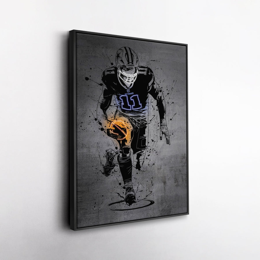 Micah Parsons Neon Canvas Art | Modern Wall Decor for Cowboys Fans - CanvasNeon