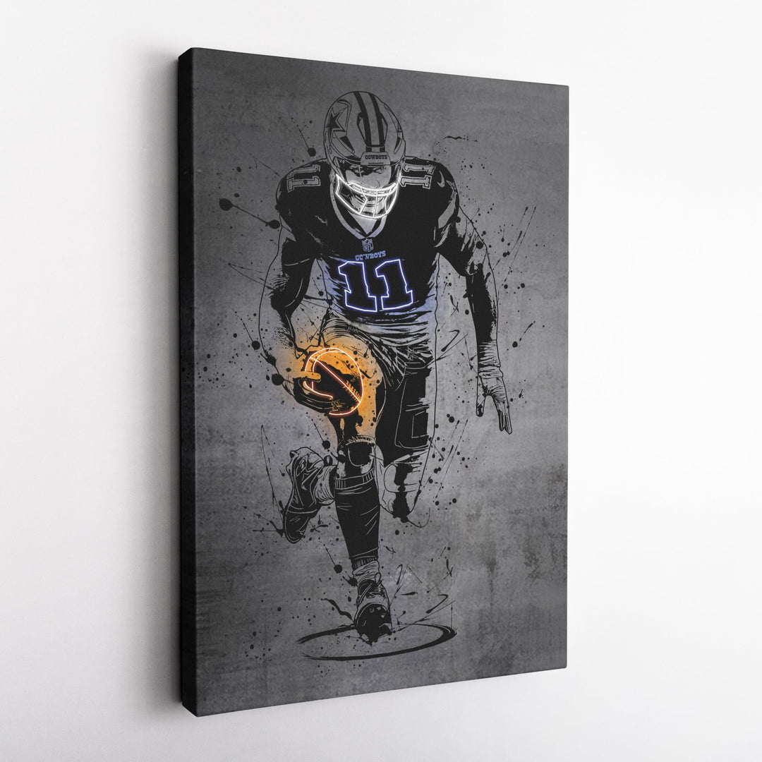 Micah Parsons Neon Canvas Art | Modern Wall Decor for Cowboys Fans - CanvasNeon