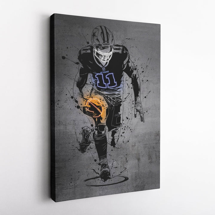 Micah Parsons Neon Canvas Art | Modern Wall Decor for Cowboys Fans - CanvasNeon