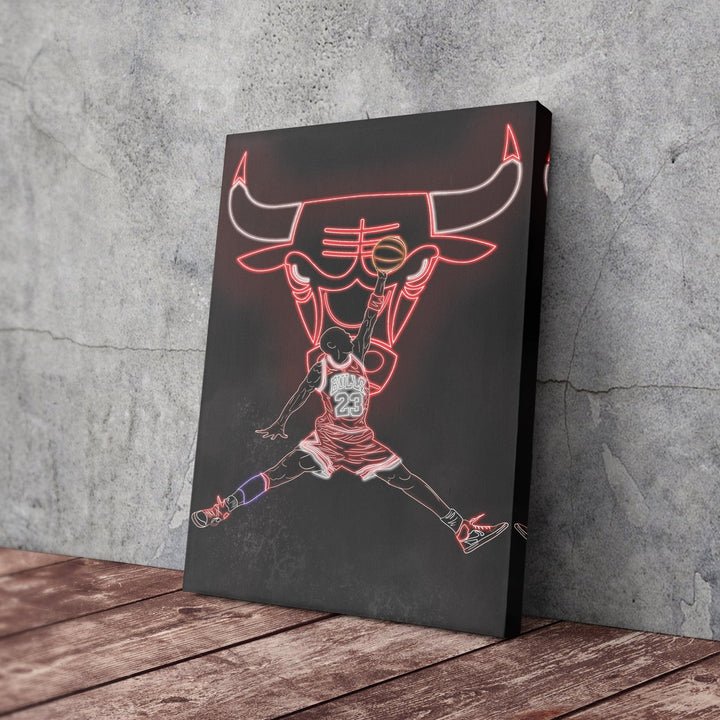 Michael Jordan Neon Canvas Art | Bulls Wall Decor - CanvasNeon