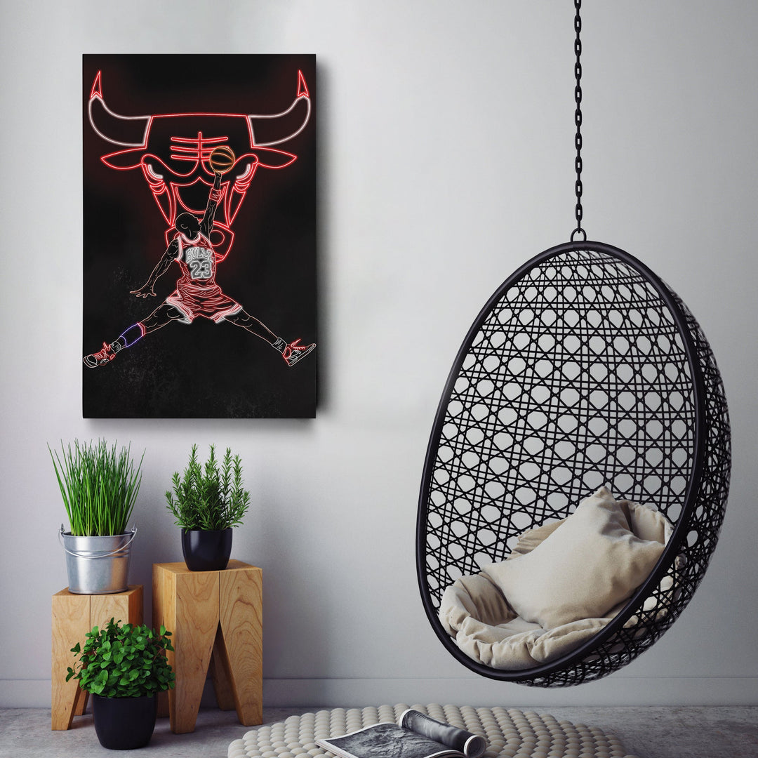 Michael Jordan Neon Canvas Art | Bulls Wall Decor - CanvasNeon