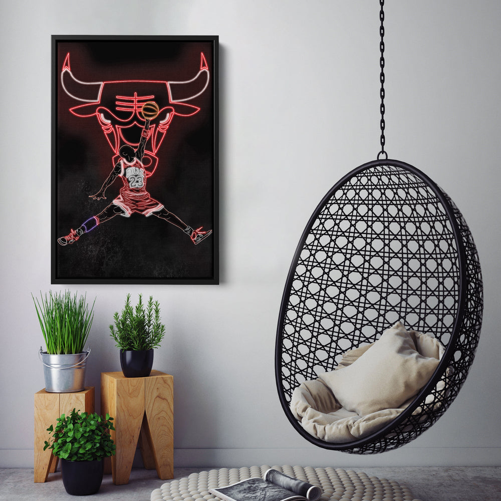 Michael Jordan Neon Canvas Art | Bulls Wall Decor - CanvasNeon