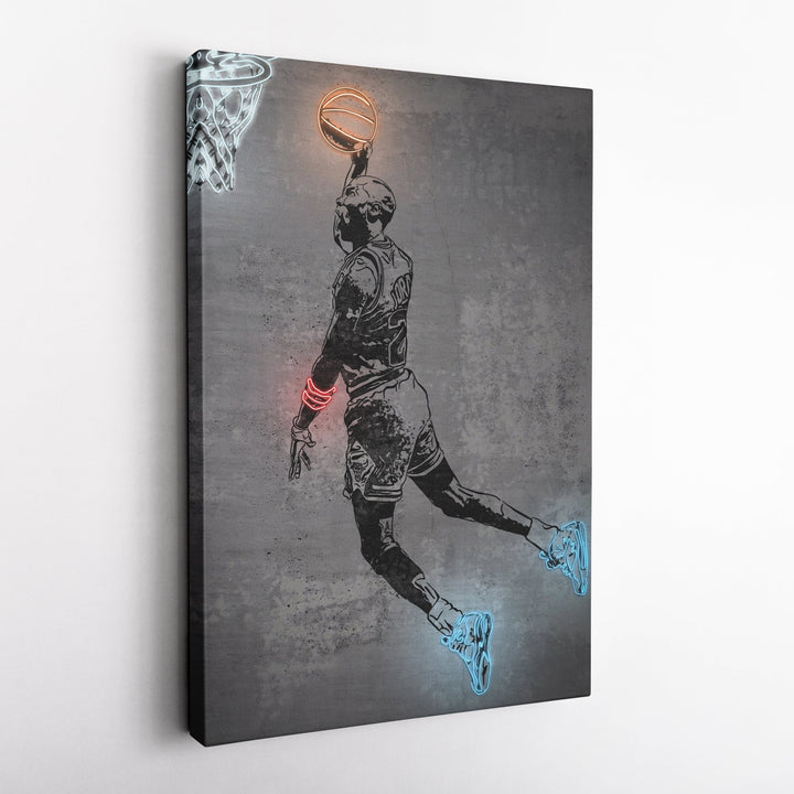 Michael Jordan Neon Canvas Art | Modern Wall Decor for Bulls Fans - CanvasNeon
