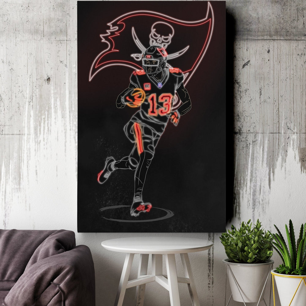Mike Evans Neon Canvas Art | Buccaneers Wall Decor - CanvasNeon